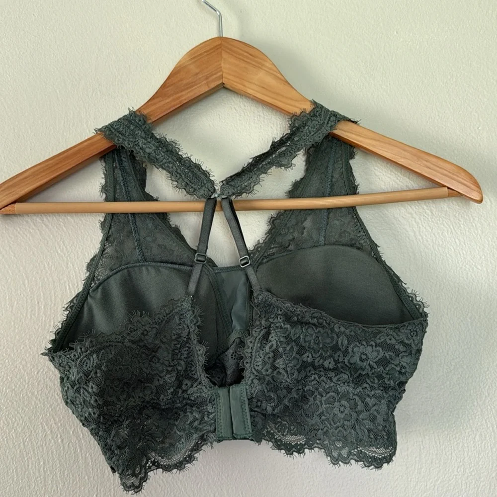 Aerie Green Lace Bralette with Scalloped Trim medium - Picture 5 of 6